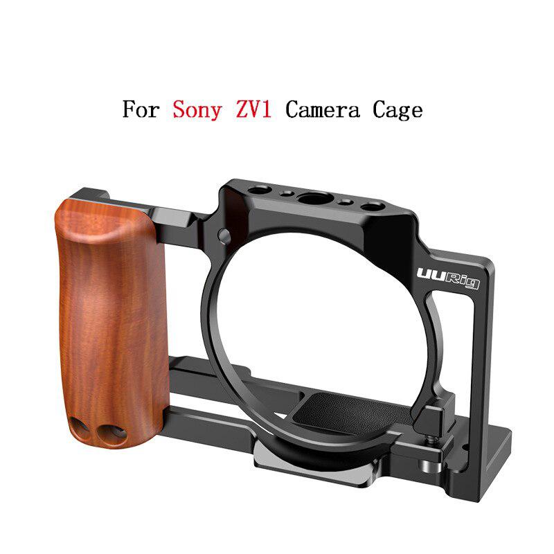 Voor Sony ZV1 Camera Professionele Houten Handgreep Camera Beschermende Kooi Vlog Fotografie Uitbreiding Frame Kooi Adapter 1/4 "Schroef