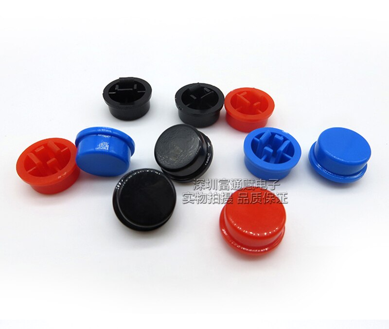 20 pcs A24 switch cap 12.8 MM * 7.8 MM binnenste gat 3.8 MM tact switch ronde zwart blauw rood voor vierkante kop druk schakelaar 12*12
