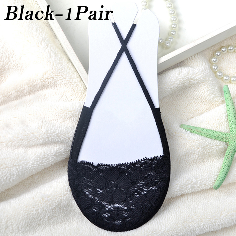 1Pair Ultrathin Boat Socks Women Breathable Half Feet Socks for Women Cotton Invisible Sling No Show Low Cut Short Socks Slipper: black