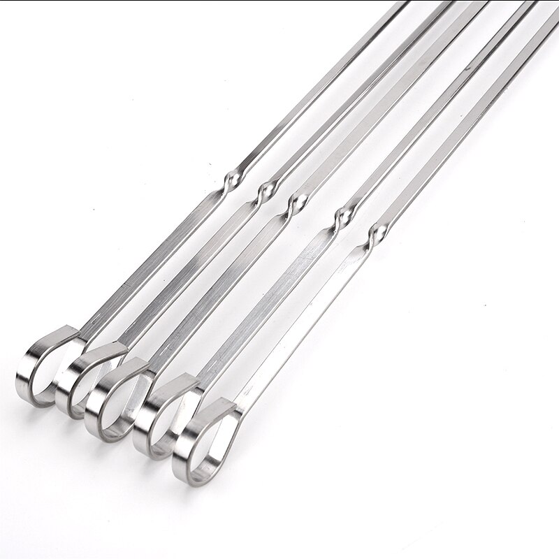 17.7in (45Cm) roestvrij Staal Platte Bbq Sticks Metalen Bbq Kabob Spiesjes Herbruikbare Bbq Stickers Grill Barbecue Accessoires 6/10/12pc