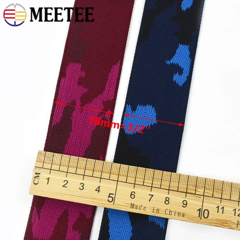 Bandas elásticas para cinturón de 1/2/3M, correas de camuflaje Jacquard de 38mm, banda de goma para ropa, cinta elástica para costura, accesorios