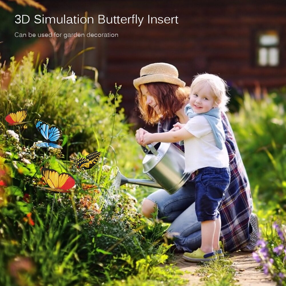 50Pcs Kleurrijke Kunstmatige Vlinder Met Staven Simulatie Nep Vlinders Ornamenten Decor Voor Tuin Bloempot Groene Plant Vaas
