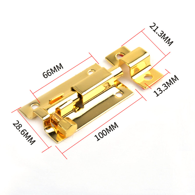 Verrou de porte en acier inoxydable, solide, coulissant, à loquet, agrafes, de 1.5/2/3/4 pouces, wzpi: Bright Gold 4 Inches