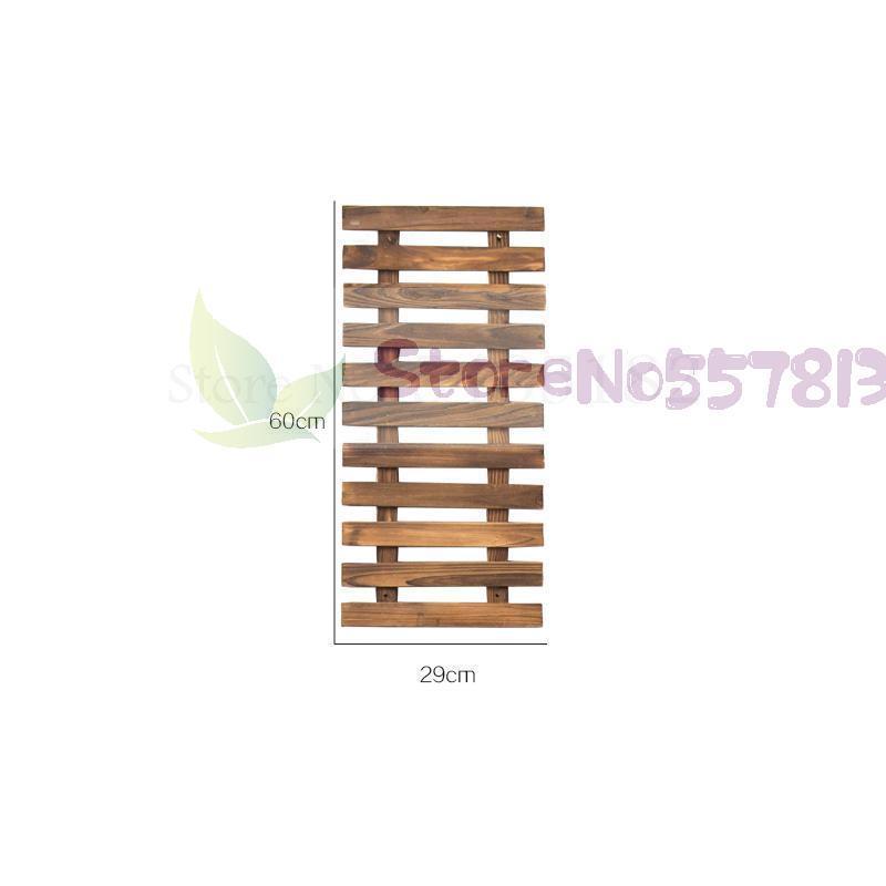 Massivt træ væg dekoration væg hængende blomster rack gårdhave væg hængende gitter klatring blomster rack udendørs forkullet antico: 60 x 29cm 1