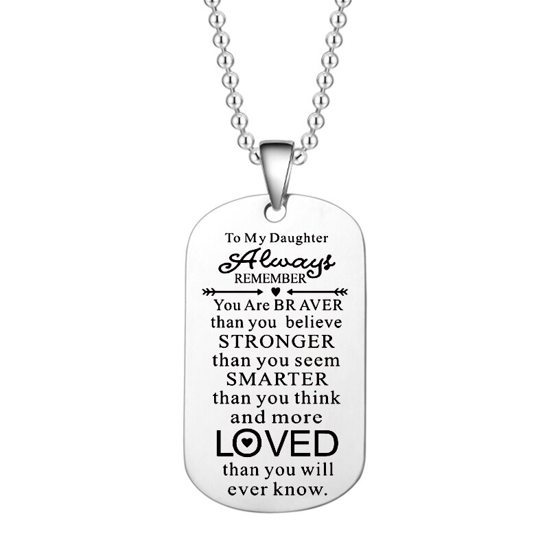 Stainless Steel Dog Tag Pendant Necklace Dog Tags Army Family TO MY My Daughter Son Necklaces Boys Kids Child Inspirational: TO my daughter PS