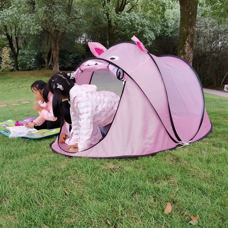 Portable Children Indoor And Outdoor Play Tent Pop-up Tent Cartoon Pink Pig Children's Toy Playhouse