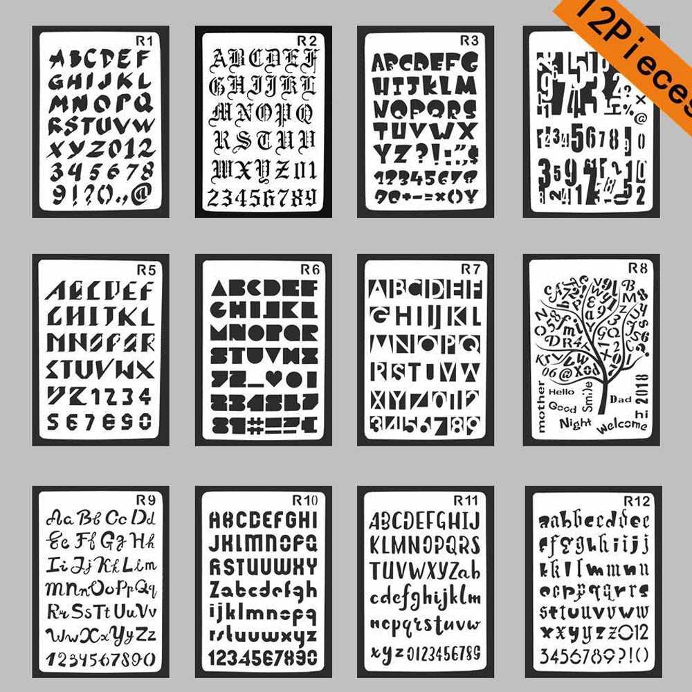 Letters en cijfers diy gelaagdheid sjablonen muurschildering plakboek kleuren reliëf album decoratie papier kaart sjabloon