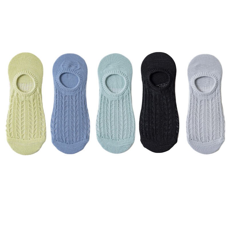 5 paia/lotto calzini invisibili in cotone Mujer antiscivolo Chaussette caviglia bassa donna femminile calzini da barca No Show Calcetines traspiranti: 06