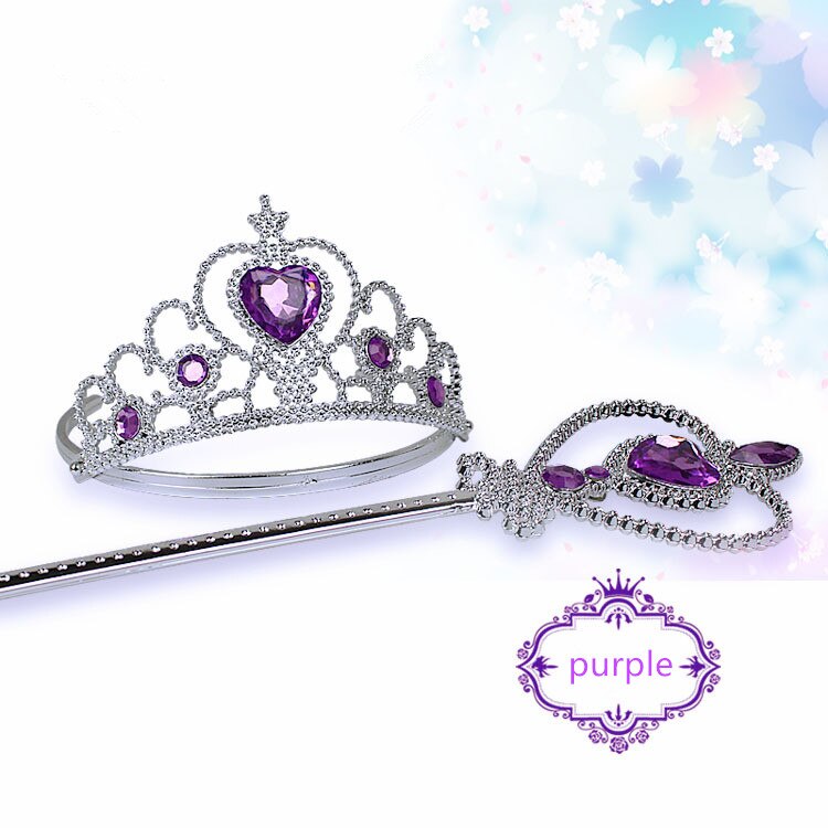 Girls 2 piece/Set Princess Tiara Accessories Children Diamond Crowns + Magic Wands girl Christmas Party festival