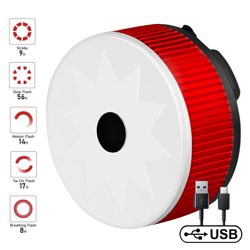 X-tiger sykkellys vanntett usb led oppladbar kjørebaklys nattsykkellykt lommelykt terrengsykkel baklys: Wd -0602