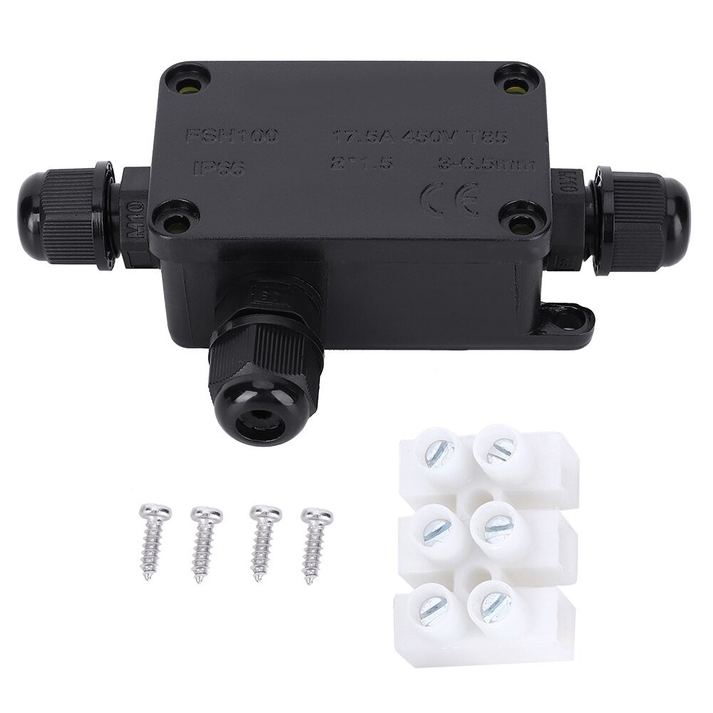 IP66 Ich bin Freien Wasserdichte Kabel Anschluss Terminal Kreuzung Kasten Mini 1 in 2 aus 3-6,5mm Kabel Verteilung Kasten schwarz
