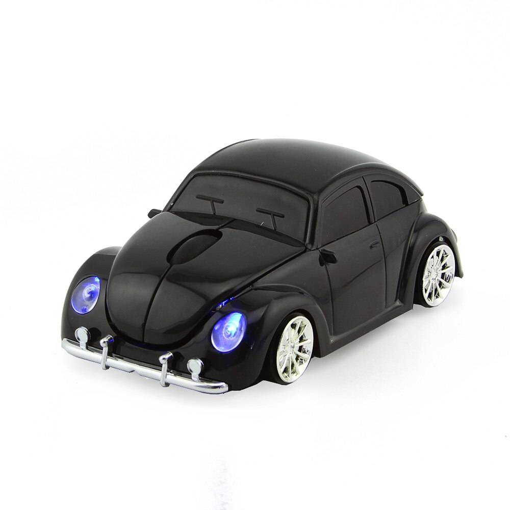 Optical Wireless Mouse Beetle Car Shape Gaming With USB Receiver for PC Laptop Computer Red Mouse for Kids Boys: black