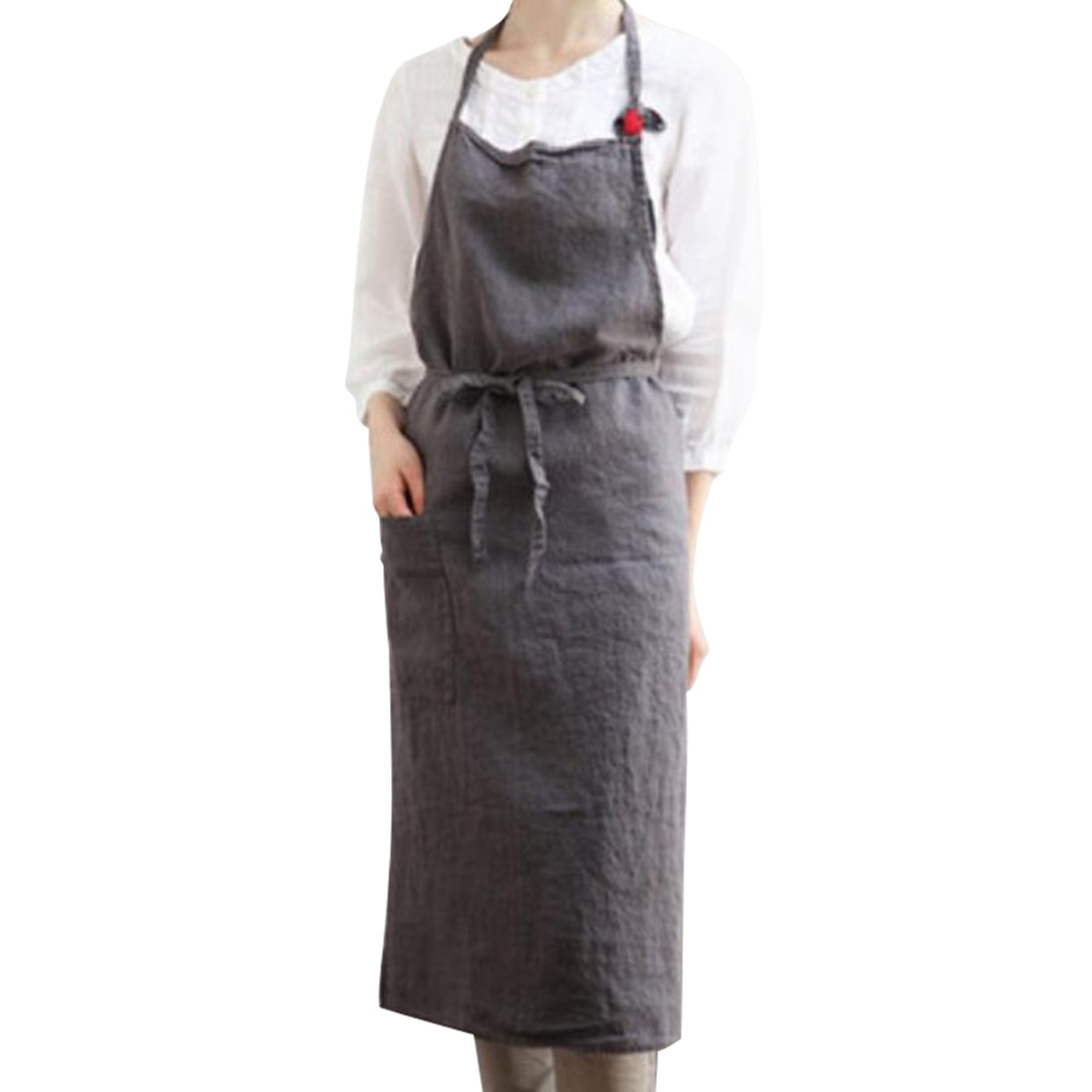 Delantal cruzado en la espalda de estilo japonés para mujer, envoltura para repostería, algodón, lino, vestido de floristería, delantal de algodón y lino de arte literario: 4A