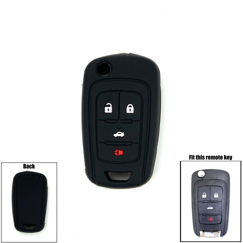 Silicone car key cover key protector keychain case for Chevrolet Cruze TRAX Lova Spark Onix Silverado Volt Camaro Aveo Sail: 4 key black