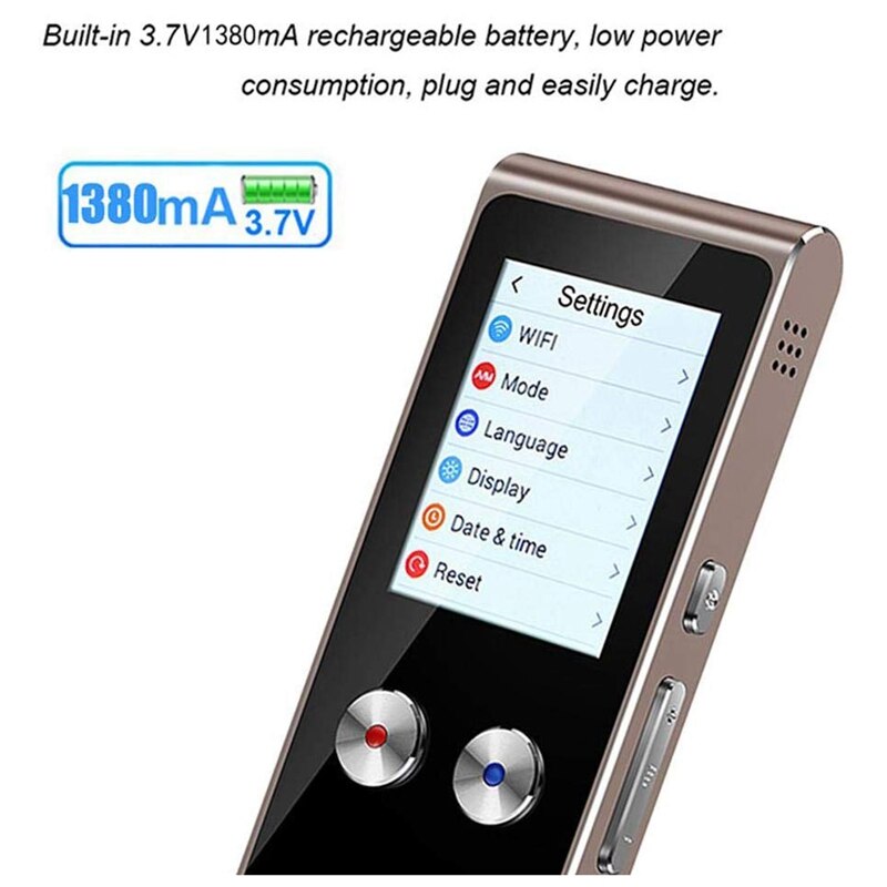 T8s -voudige stemvertaler ,70 -talige tweerichtings-slimme stemvertaler met 2 inch hd-perssignaal, draadloze wifi-verbinding