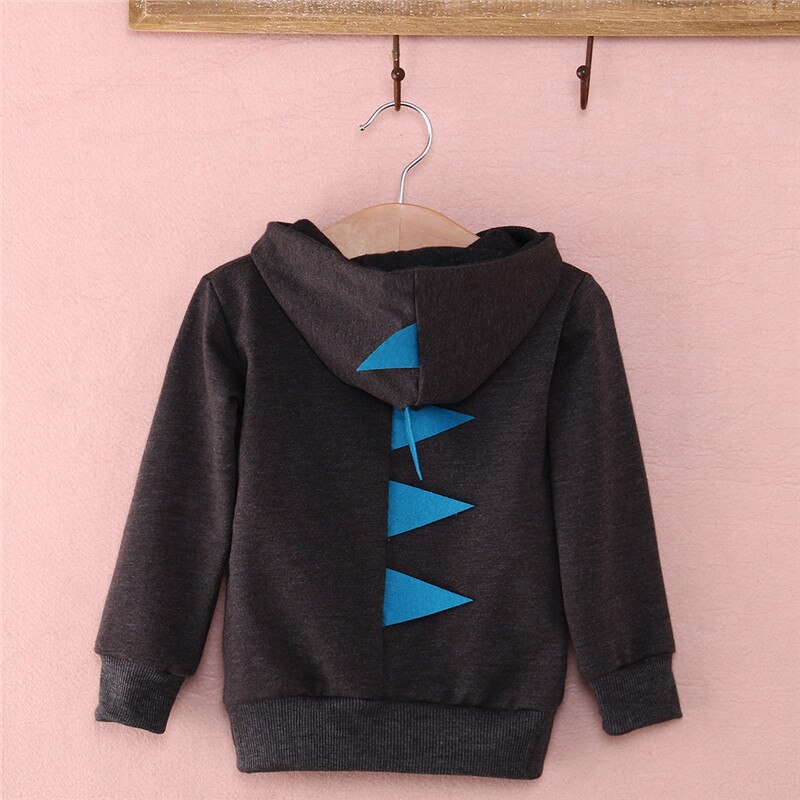 Baby Kids Cartoon Dinosaur Autumn Coats Long Sleeve Baby Kids Cotton Zipper Hooded Jackets Outwear