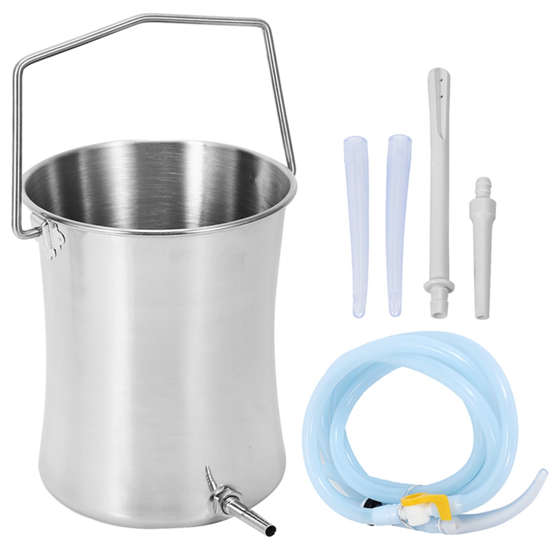 A78E-2L Health Stainless Steel Enema Bucket Suitable for Colon Cleansing Reusable Constipation Cleaning Detoxification
