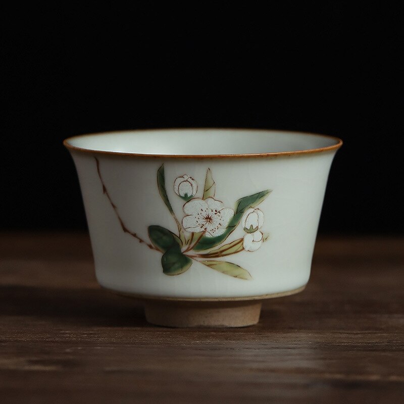 Tazón de té Personal para el hogar, taza maestra hecha a mano, taza de té de cerámica Retro de porcelana ru-china, artículos de gres para té, tazas de té: Zen cup C