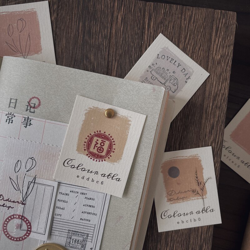 60 stk retro morandi farve ikke selvklæbende notat papir bullet journaling tilbehør dekorative scrapbog æstetiske memoblokke