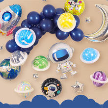 Dessin animé chapeau espace série feuille ballon joyeux anniversaire fête décoration terre planète explorer protéger environnement thème lune