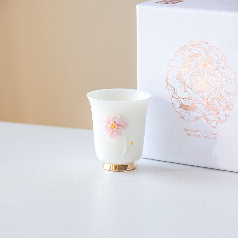 High-end Handmade Pinch Flowers Ceramics Personal Master Cup Household Puer Kung Fu Teaset Tea Ceremony Drinkware Packaging: 02