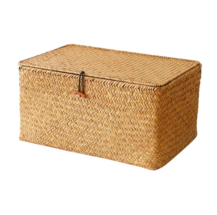 Gevlochten rieten opbergbakken, mandensets voor planken, set  of 3 verschillende maten, multifunctionele container met deksel