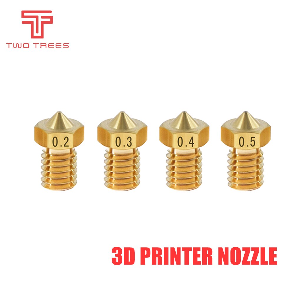 5pcs 3D Printer Accessories V5 V6 M6 threaded Nozzle 0.2 0.25 0.3 0.4 0.5 0.6 0.8 1.0mm for 1.75mm 3.0mm filamnet Full Metal