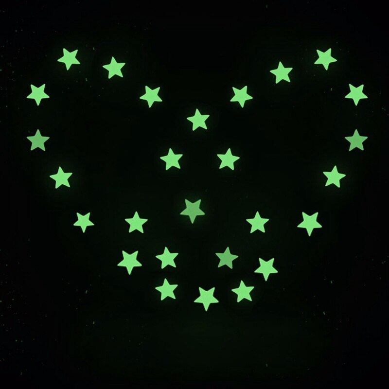 100 pcs/lot 3cm lumineux étoiles Stickers muraux lueur dans le noir étoile autocollant Fluorescent décalcomanies pour bébé chambre maison 3D mur décor