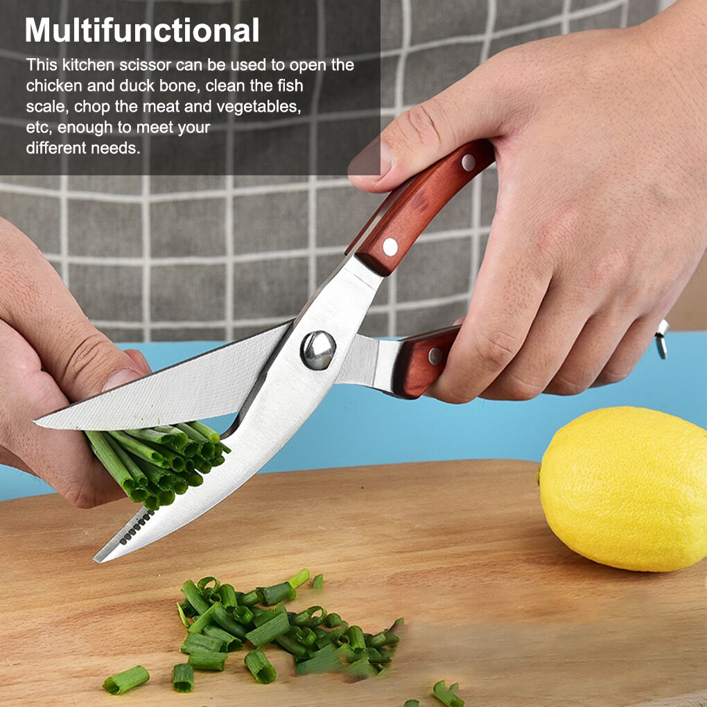 Kitchen Scissors Stainless Steel Chicken Bone Duck Shears Meat Vegetable Cook Portable Spring Loaded Scissor Barbecue Gadget