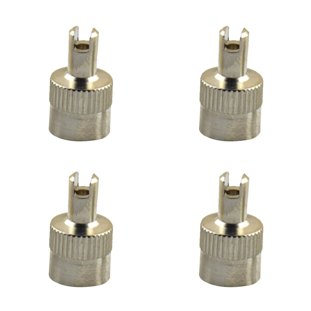 4Pcs Replacement Motorcyle Car Slotted Head Valve Stem Caps & Remover Tool