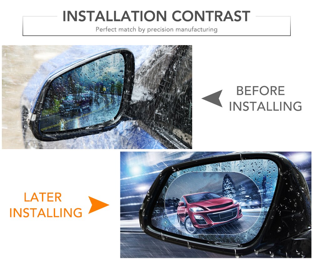 2 stk anti tåge film bakspejl beskyttende film til bil antireg antifog film auto bakspejl film regntæt