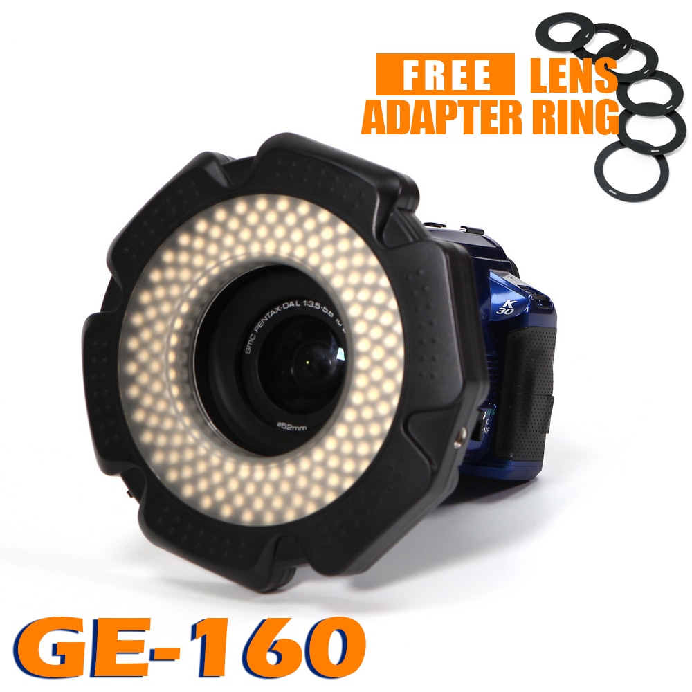 Selens LED video Ring Licht 160 Chips Dimbare LED voor DSLR DV Camcorder Video 5600 k Bron Gratis Lens Adapter ring Ringvormige Lamp