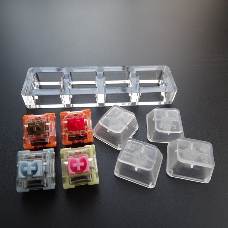 4 Key Switches Tester with Transparent Dust-Proof Acrylic Base TTC Switches Testing Tool for Mechanical Keyboard