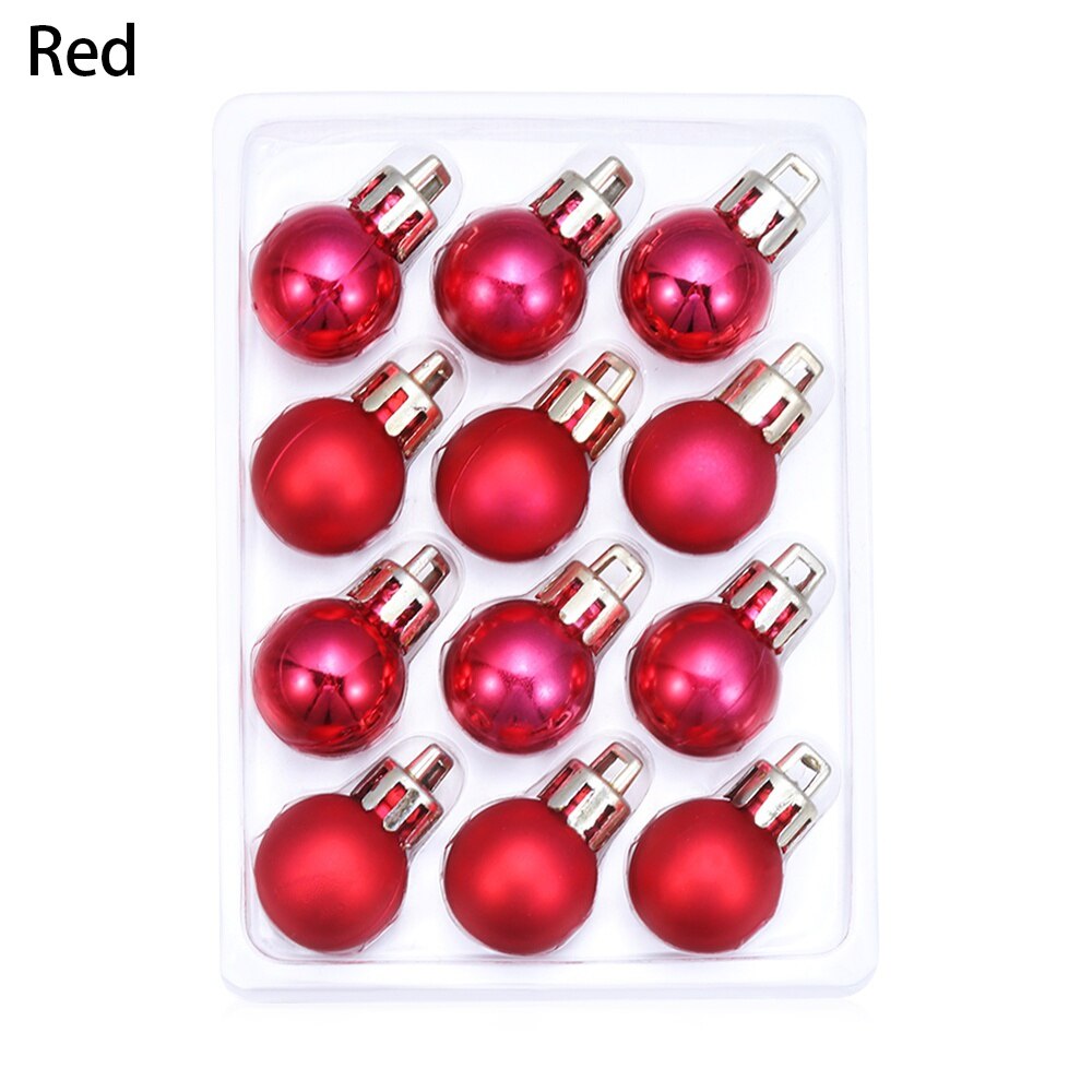 12Pcs 2cm Christmas Tree Decor Ball Bauble Xmas Party Hanging Pendant Ball Ornament for Year Christmas Home Tree Decor: Red