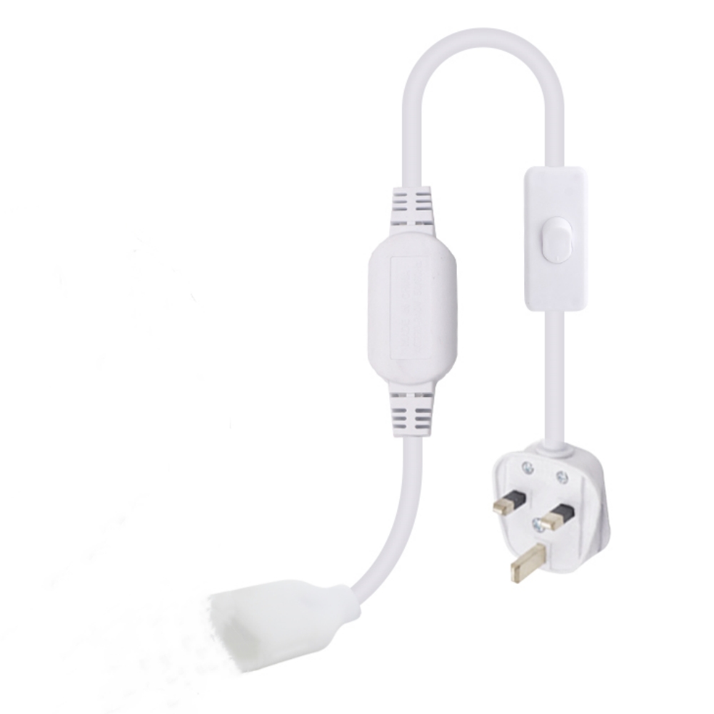 220V Dimmable Power Plug For 288LEDs/m 360LEDs/M COB Neon Strip With ON OFF Switch: black