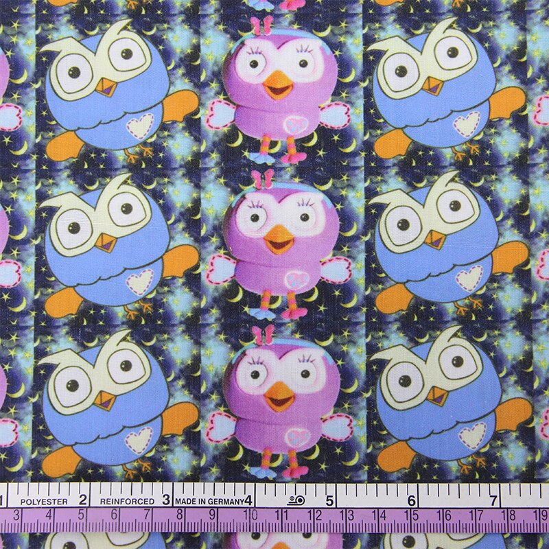 David tillbehör 50*145cm ugglor fågel djur polyester bomullstyg fortissue barn sängkläder hemtextil för sömnad ,c462: 1047258001