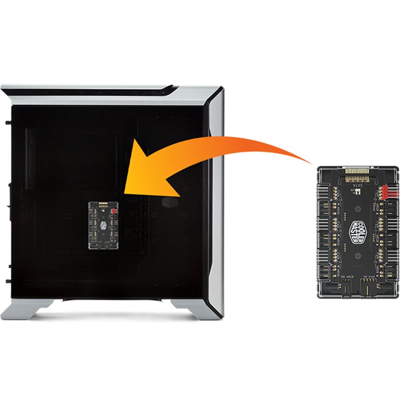 Cooler Master 1 to6 hub, RGB fan 12V/4pin, ARGB 5V/3pin, temperature control PWM two-in-one hub