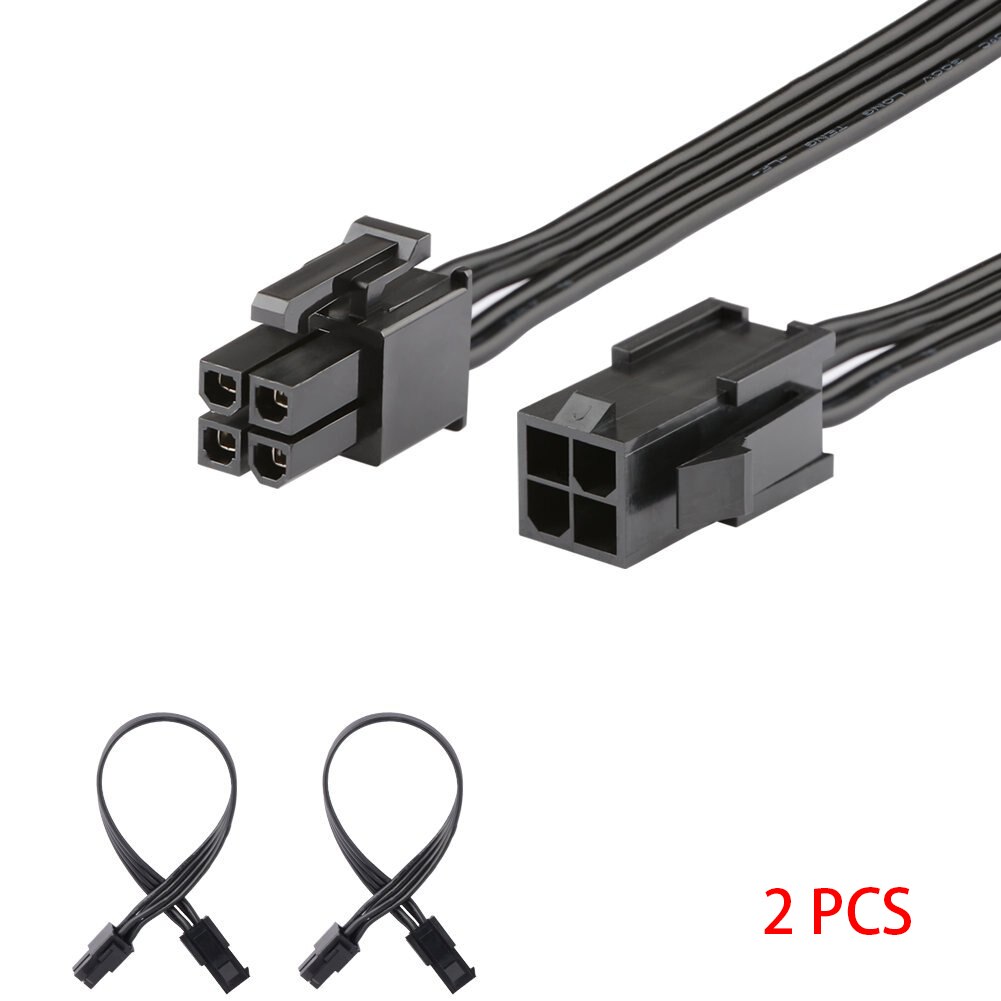 2PCS Long Copper CPU 18AWG 4 Pin 34cm Durable Power Easy Use Male To Female Computer Accessories Extension Cable Black