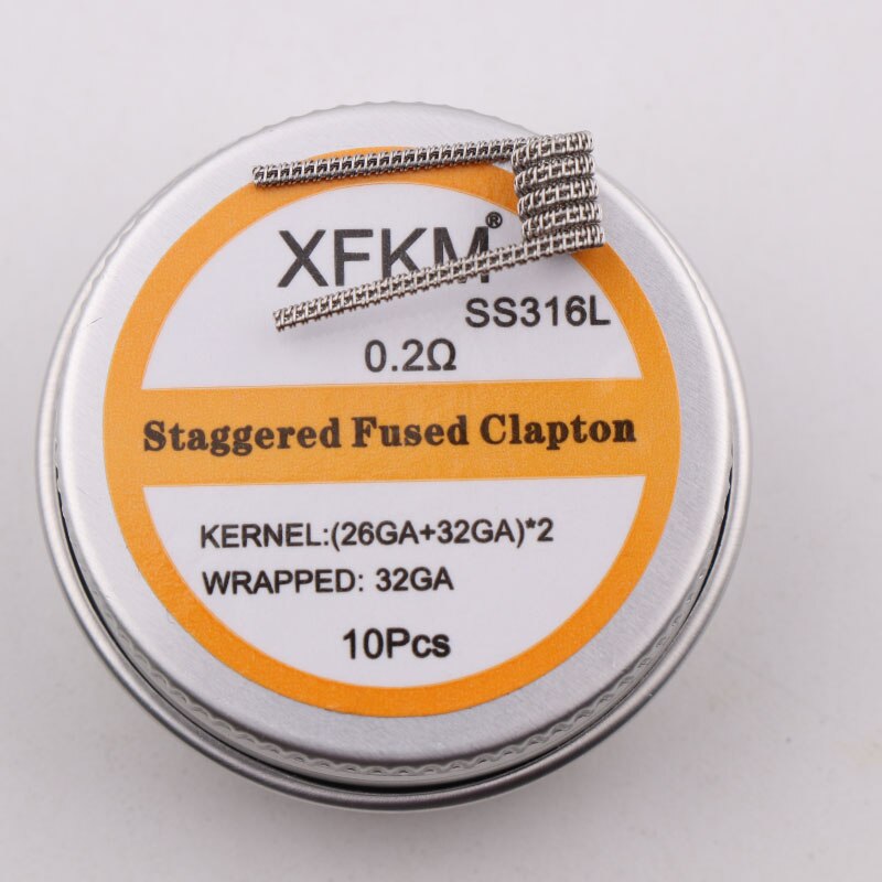 NUOVO XFKM Ni80 Sfalsati Fuso Clapton Prebuilt Colis Nichelcromo 80 Ad Alta Densità Premade Bobina RDA RTA RBA Atomizzatore Bobine di Riscaldamento: stagg-fu-316-10