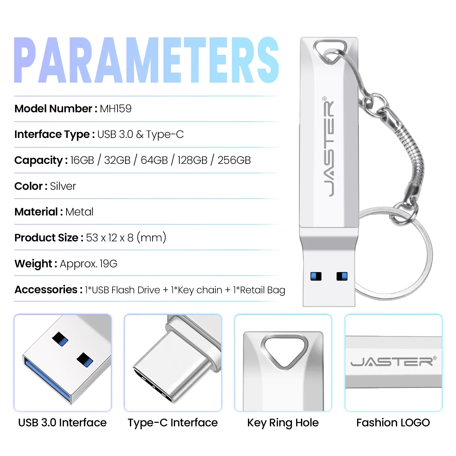 USB-C Flash Pen Drive 256GB TYPE-C USB 3.0 Flash Drive 128GB OTG Metalen Memory Stick 64GB USB3.0 Creatief cadeau Pendrive 32GB 16GB