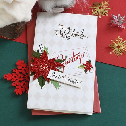 Eno hilsen julekort business julebesked kort handamde glitter glædelig julekort: 2001-03