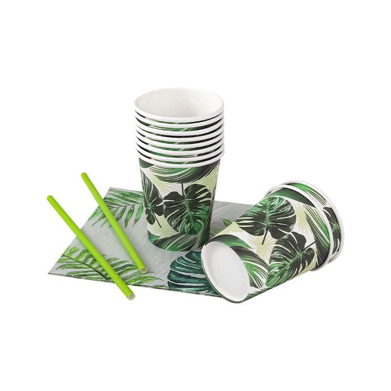 10pc Forest Plants Disposable Tableware Hyphosis Napkins Plates Tropic Hawaiian One 1st Happy Birthday Party Decor Kids Boy Girl