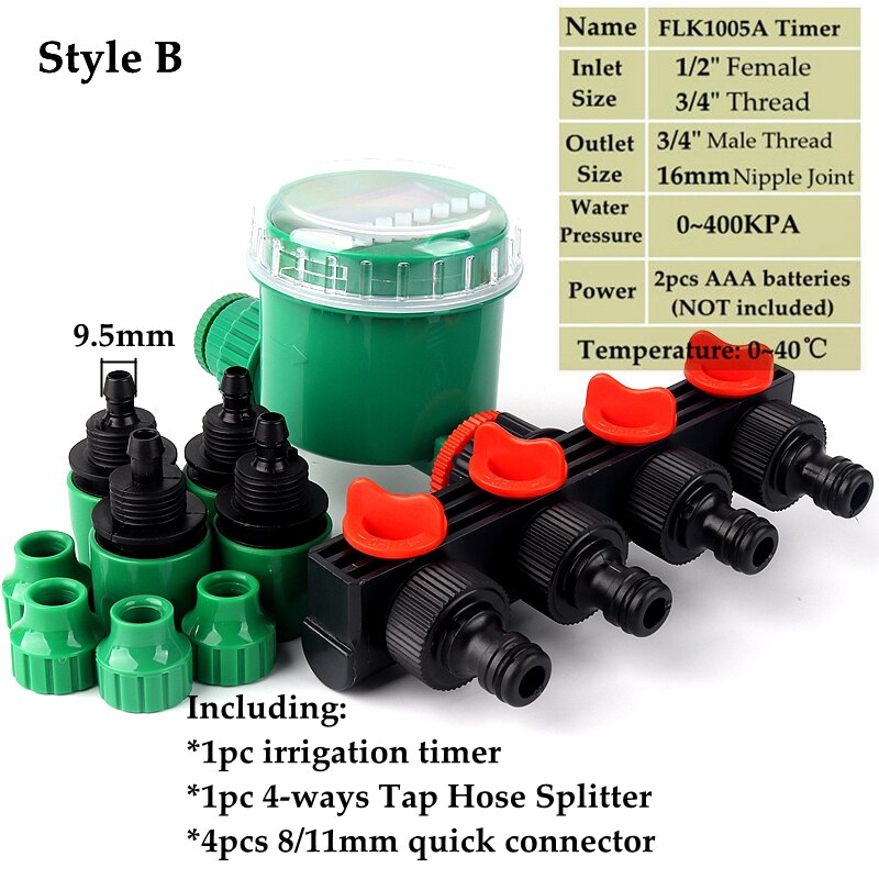 4-Way Irrigation Timer Sets Electronic LCD Display Garden Irrigation Time Controller Water Timer With Fast Connectors: Style B