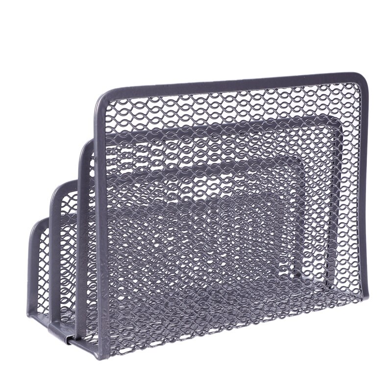 Metal Office Mesh Bin & Desk Organiser Set Stationery Tidy Letter Holder, Letter Sorter Silver