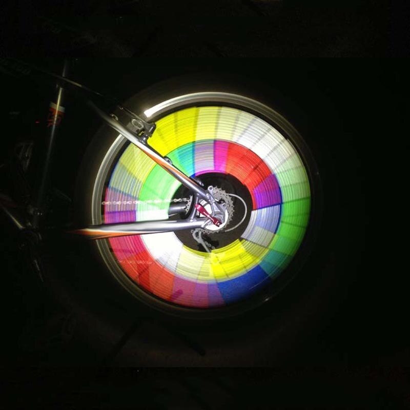 Reflector de rueda de radios de colores brillantes para bicicleta, suministros de decoración de medias de seguridad reflectantes, 12 unids/bolsa