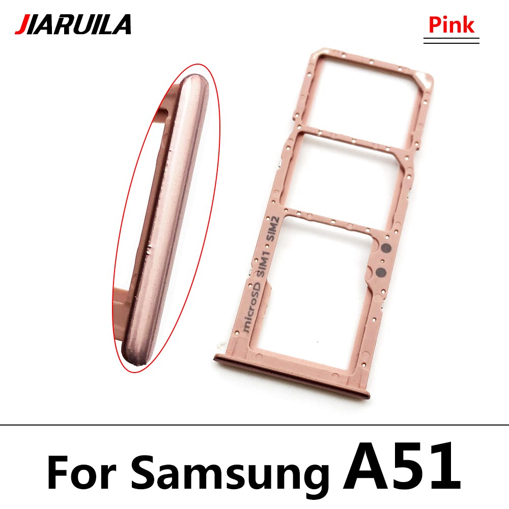 Dual-Card Sim Tray Holder For Samsung Galaxy A12 A31 A51 A71 A125F SIM Card Tray Slot Holder Adapter Socket Repair Parts: A51 pink