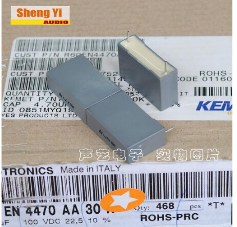 5pcs Italy AV R60 MKT electrodeless copper film capacitor 100V 4.7uf 475 10% P22.5