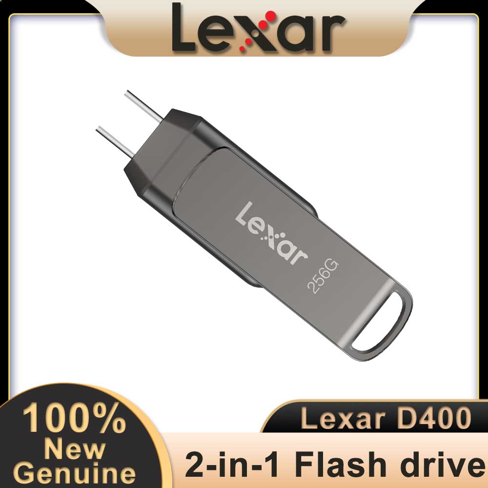 Lexar JumpDrive Dual Drive D400 32GB 64GB 128GB 256GB high-speed USB 3.1 Type-C Type-A Flash Drive for Storage Expansion Mac PC