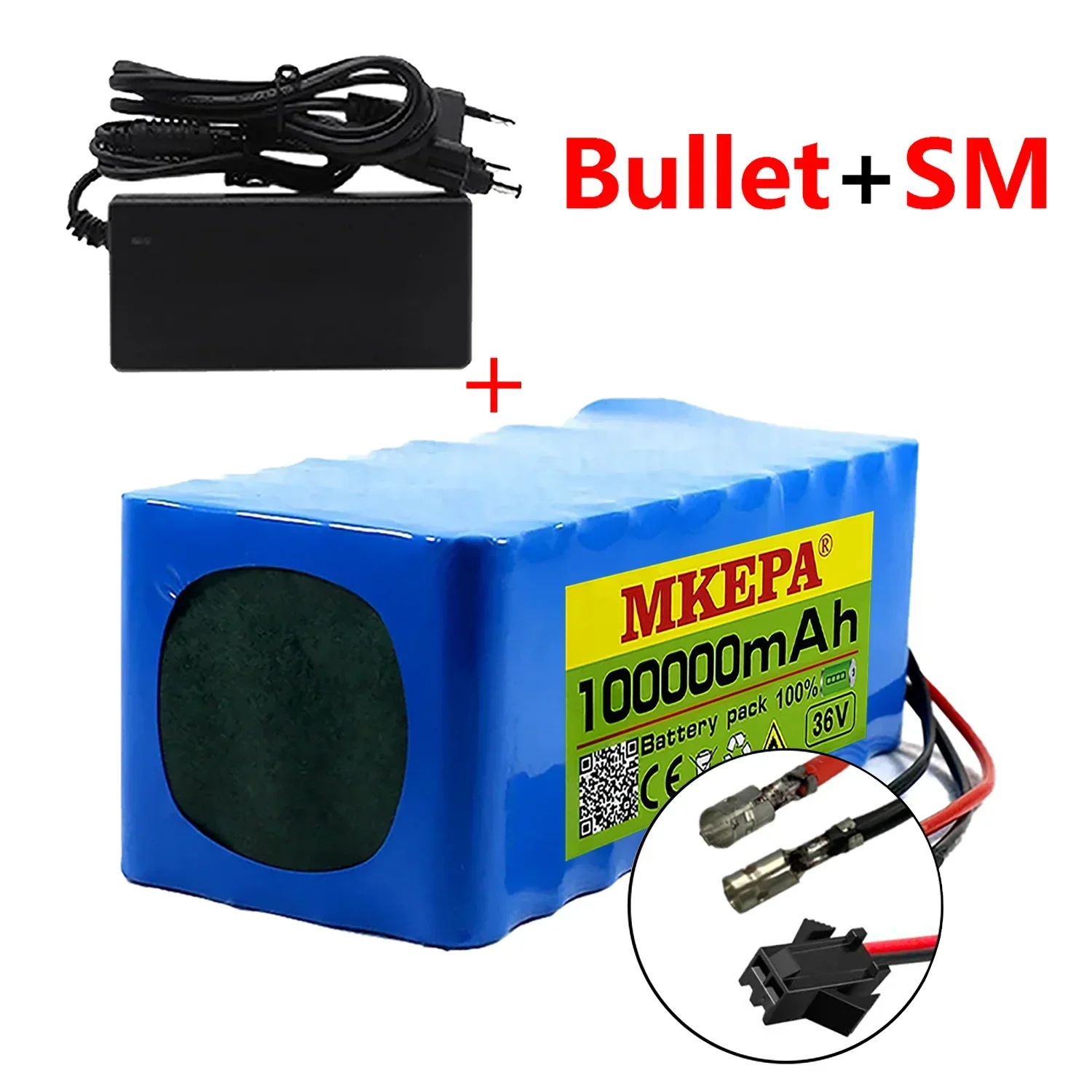 10 s4p 36V 100000mAh Scooter elettrico batteria al litio 18650 batteria 36V 100Ah Scooter elettrico batteria Scooter elettrico 36v: Black