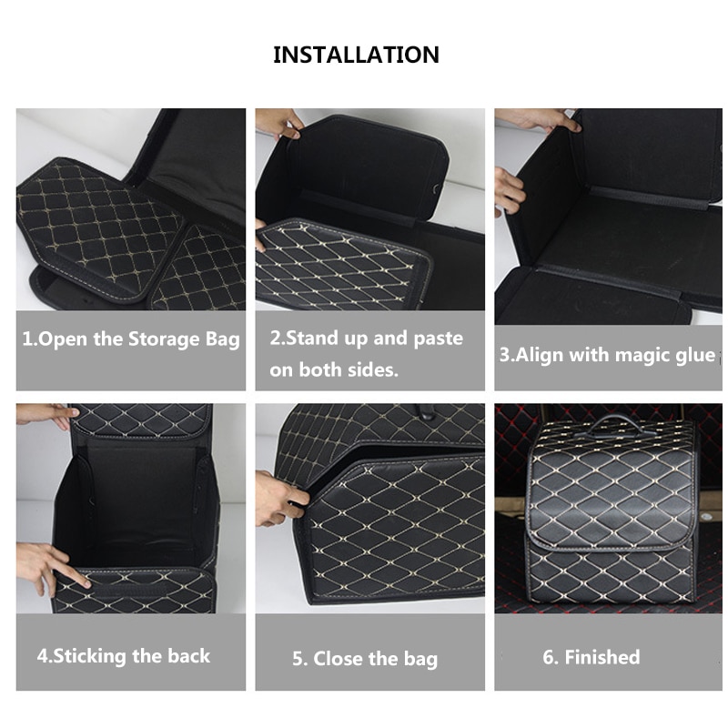 Waterproof Cargo Storage Box PU Leather Trunk Organizer Folding Car Storage Car Trunk Stowing Tidying for Car SUV